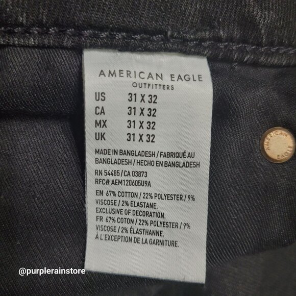 American Eagle Jeans Size 31x32 Stacked Skinny Next Level Flex Black Wash Denim - Picture 6 of 13